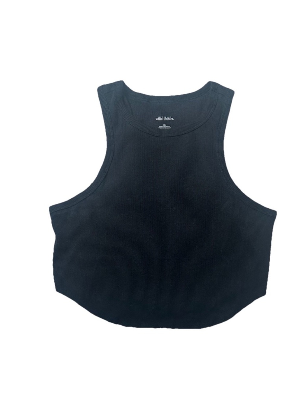Wild Fable NWT Women's Sleeveless Ribbed FittedCrop Tank Top Black Size M - Picture 3 of 4